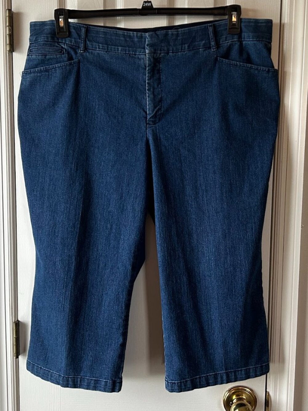 JM Collection Women's Dark Blue Denim Jean Capri Plus Size 22W Cropped Pant